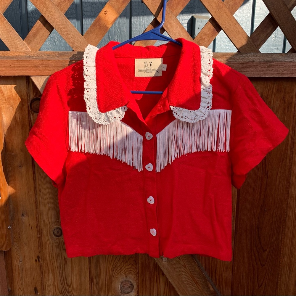 Fashion Brand Company Valentine Linen Fringe Blouse